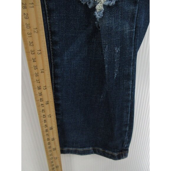 Judy Jeans 7 Blue Capri Fit Denim Grunge Distressed Pants Juniors - Picture 6 of 13